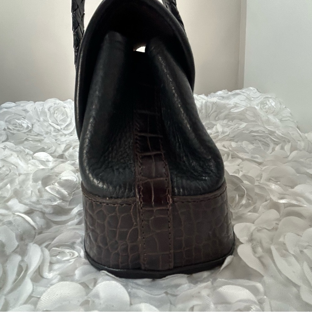 Brighton Brown Leather Croc Pattern Hand Bag Western Cowgirl Animal Print - Picture 4 of 13